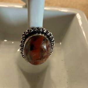 Jasper gemstone ring sterling silver 925
